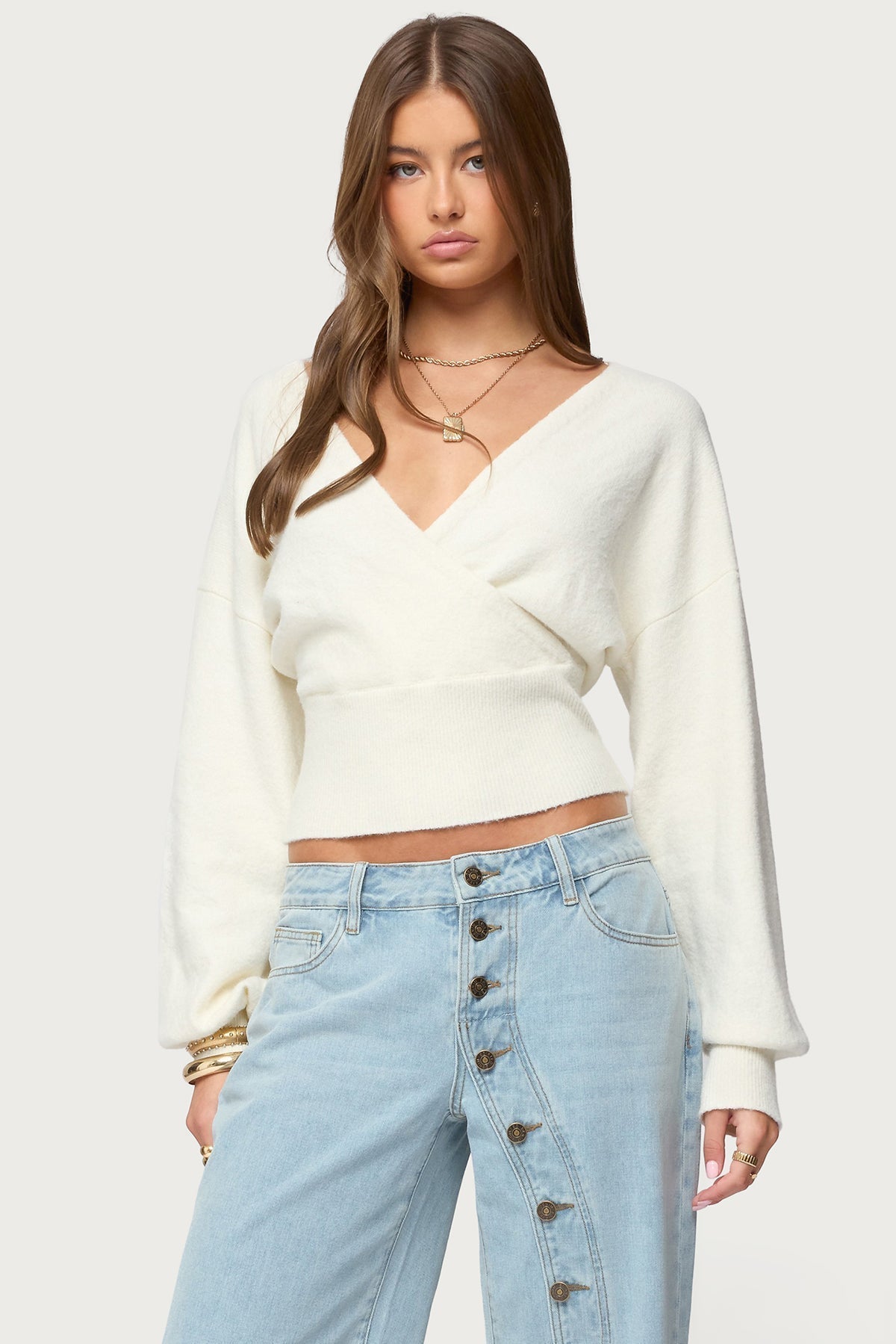 Briar Wrap Sweater - White