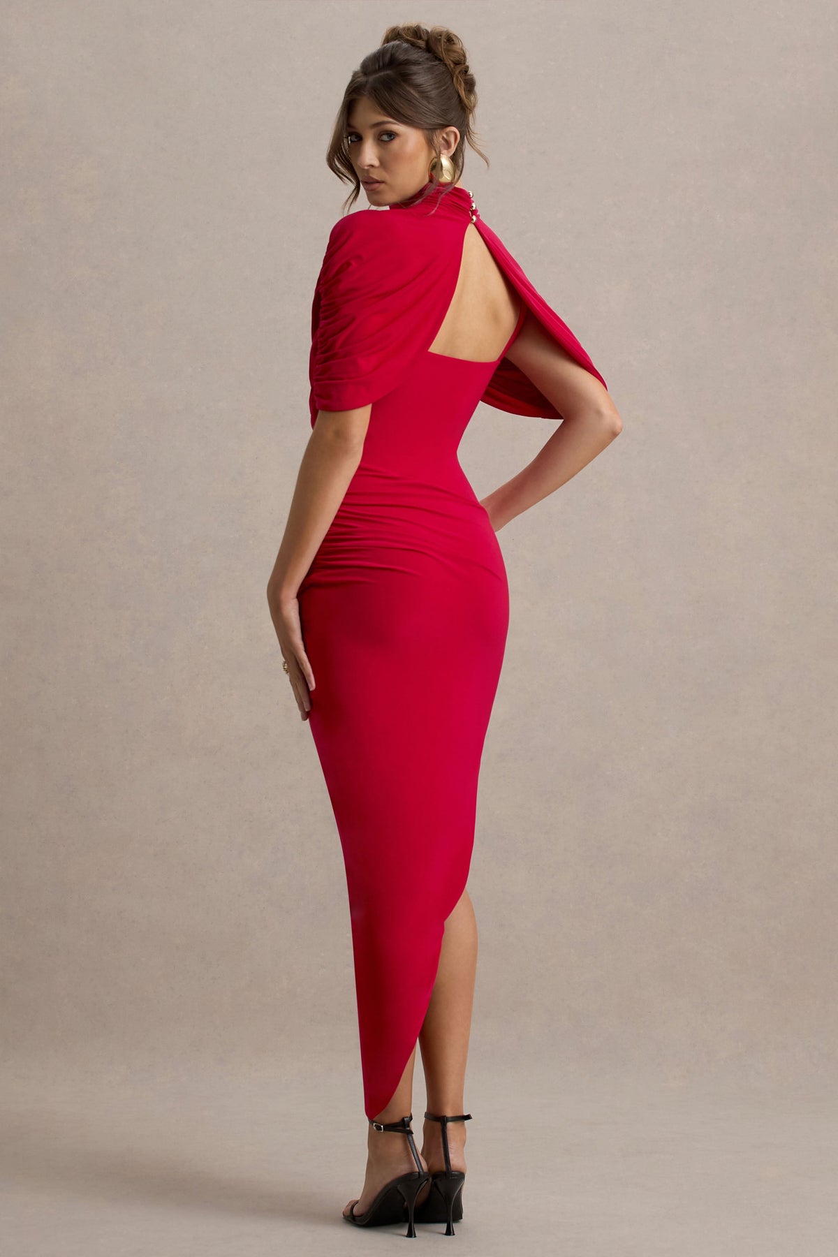 Twisted Cape Midi Dress