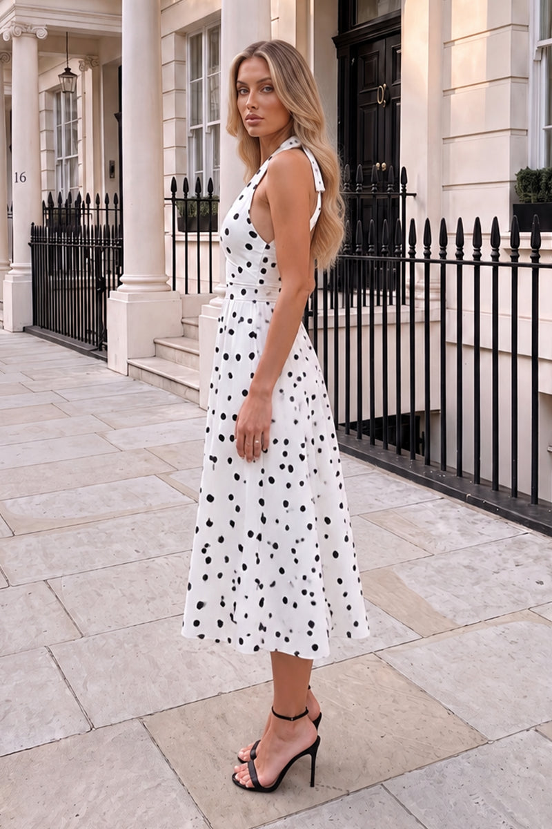 Fenrivette Polka Dot Midi Dress
