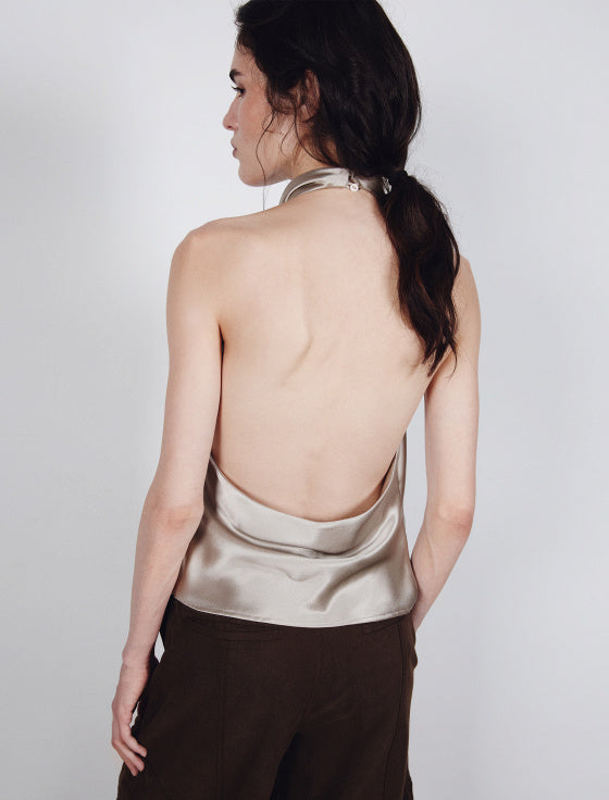 Wrenetta Satin Halter Top